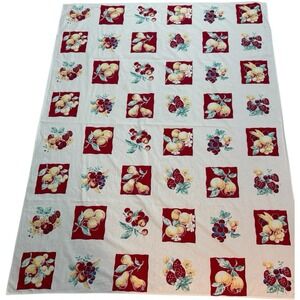 VINTAGE‎ 50'S FRUIT DESIGN TABLE CLOTH, HEAVY COTTON,  50" X 64" RETRO